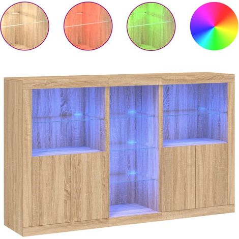 Maison Exclusive - Credenza con Luci LED Rovere Sonoma 162x37x100 cm