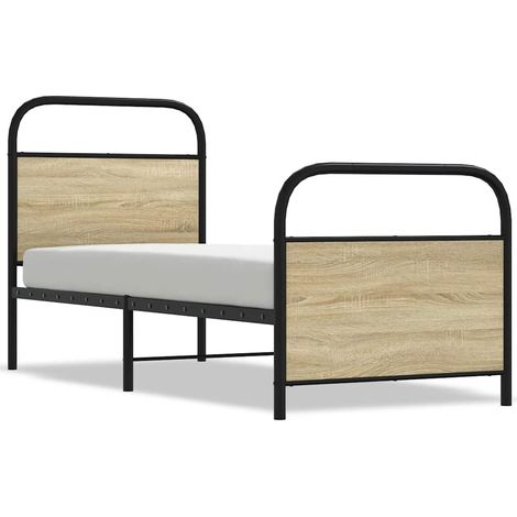 Lit simple Lit adulte Cadre de lit sans matelas 75x190cm chêne sonoma bois ingénierie (1/5)