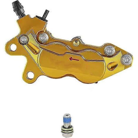 Étrier de frein axial universel pour moto, fixation 40 mm, 4 pistons, compatible Honda, Yamaha, Kawasaki et Suzuki (doré, gauche) (1/5)