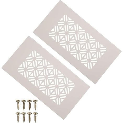 150mm x 80mm Door Ventilation Grille, 2Pcs Heavy Duty Aluminum Louver Ventilation Grille with Fixing Screws for Cabinet Door, Grey (1/5)
