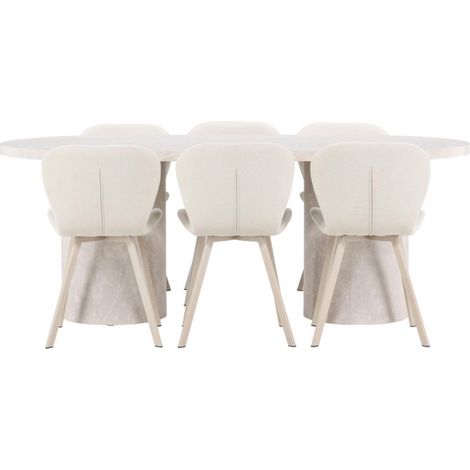 Narvik ensemble pour salle à manger table 100x200cm et 6 chaises beige. (1/5)