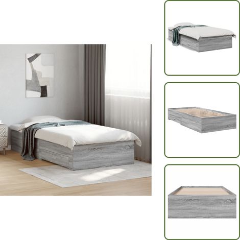 Bettgestell mit Schubladen Grau Sonoma 100x200 cm Holzwerkstoff - Bettesrahmen - Holzbettrahmen - Doppelbett - Boxspringbett - Grau (1/5)