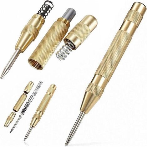 Pointeau central automatique 12,7 cm – Acier inoxydable – Course réglable pour perçage précis acier, bois, plastique