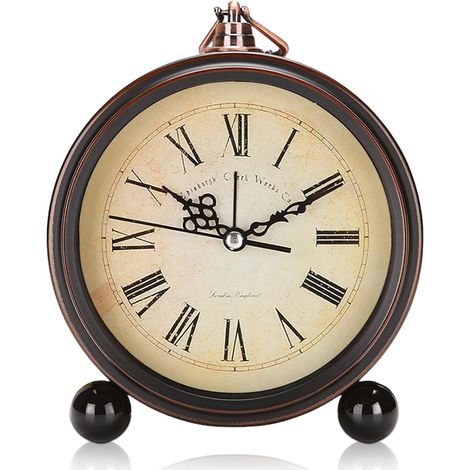 Retro-Analogwecker ohne Ticken: Nachttischuhr, Vintage-Tischuhr, geräuschlos, kleine batteriebetriebene Tischuhr, Vintage-Analog-Tischuhr fürs Schlafzimmer