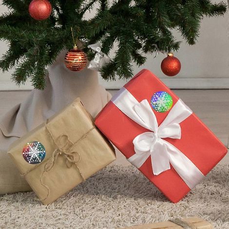 Autocollant décoratif pour le Nouvel An, motif sapin de Noël et flocons de neige, pour des créations originales (1/4)