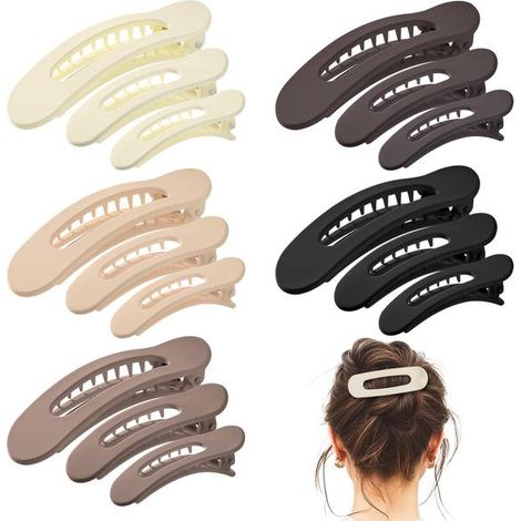 15 pinces à cheveux plates, pinces plates de couleur neutre, 3 tailles pour femmes, adaptées aux filles aux cheveux fins, pinces à cheveux de petite à moyenne taille. (1/5)