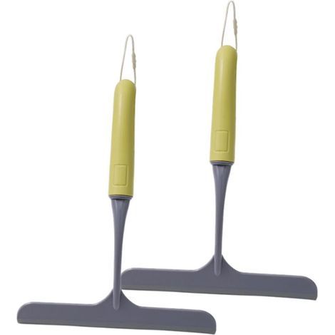 Lot de 2 Raclettes Douche Mini Raclette Silicone pour Vitre de Salle de Bain Raclette Vitre en Matériau PP avec 2 Crochets de Rangement Accessoires Douche et Verre Gris (1/5)