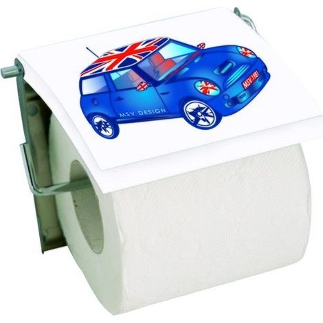 Portarrollos de papel higiénico de pared MDF y acero inoxidable para coche azul MSV