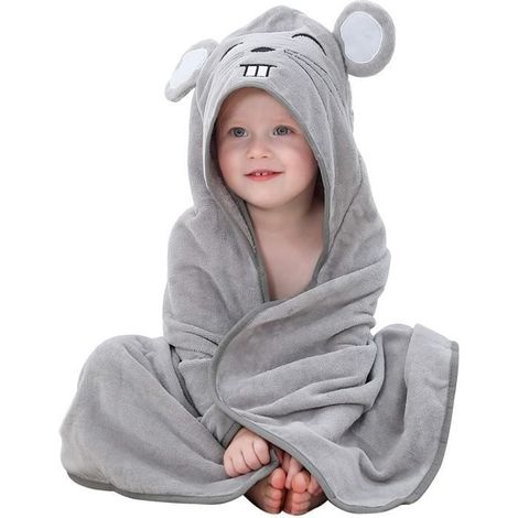 BéBé Serviette à Capuche,100%coton naturel Encapuchonné Animal peignoir,Extra Large 90x90cm Serviettes de plage (1/4)