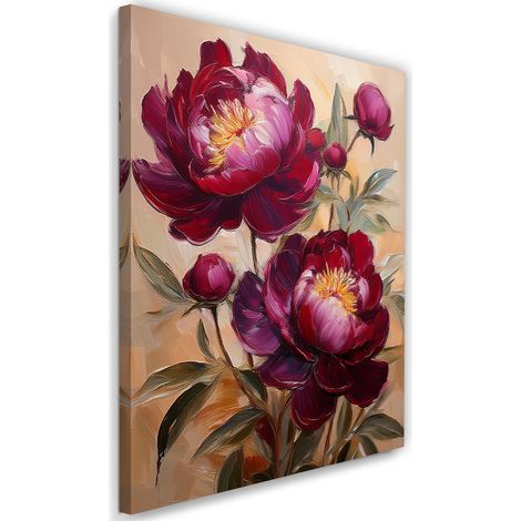 Tableau déco Fleur botanique pivoine bourgogne 40x60 (1/5)