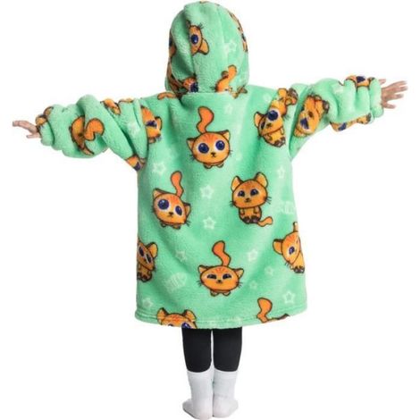 Couverture à Capuche Enfant - - Chaton - Douce en Flanelle - Taille Unique 60 cm - Lavable en Machine (1/4)