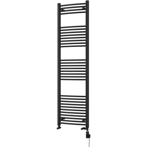 Zennor - Black Dual Fuel Towel Rail H1800mm x W500mm Thermostatic WIFI - Curved (1/3)