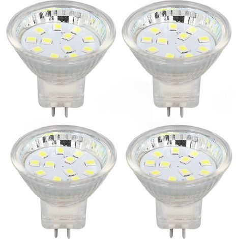 MR11 Ampoule LED, 4 Ampoules 12 LEDs, 2W 300LM Blanc Froid 6000K avec Double Pic (1/5)