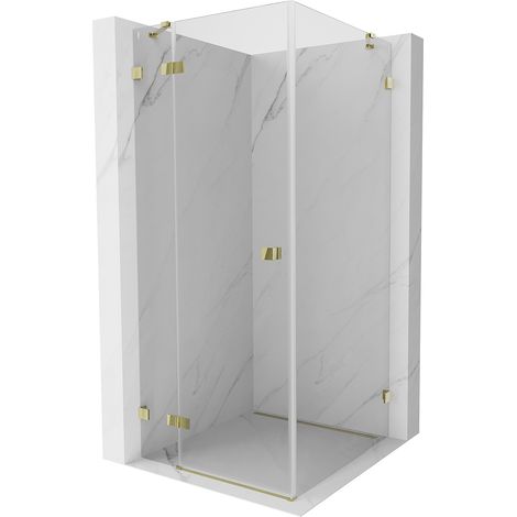 Mexen Lunar Duschkabine, links angeschlagen, 80 x 80 cm, transparent, gold - 834-080-080-50-00-L (1/5)
