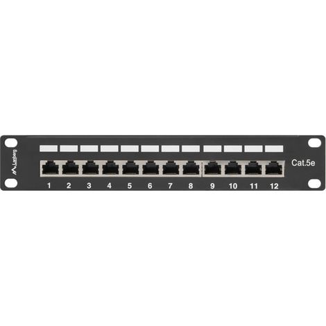 LANBERG Panneau de raccordement 10'', 12 Port 1U, Cat.5E, Noir (1/2)