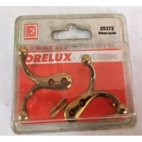 ORECA - 2 GANCI DOPPI DA MURO 40X19X50MMOTTONE LUCIDO