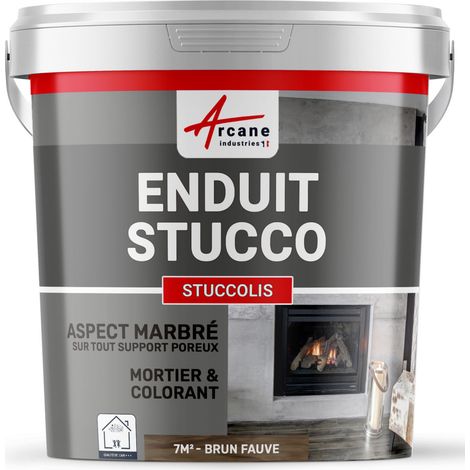 Arcane Industries – Mortier décoratif teinté Stuccolis 7 m² – Application intérieure sans primaire ni finition – Pour plaques de plâtre et béton cellulaire (1/2)