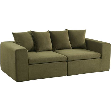 sweeek - Modulares 2-Sitzer Sofa mit Chenille-Bezug, Chenille, Grün