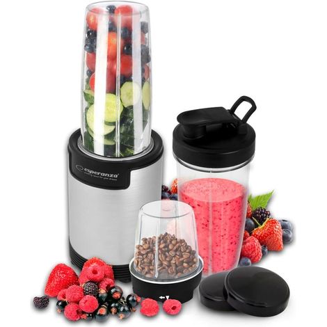 Esperanza EKM030 Nutri Batidora Plateada y Negra