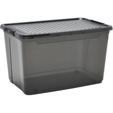 Mömax Box mit Deckel Leo Transparent/Schwarz ca. 56l (1/2)