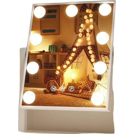 Espejo de maquillaje, iluminación LED, control táctil, blanco. (1/2)