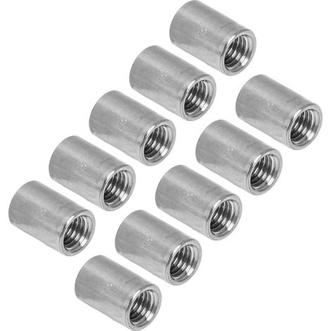 10 Pièces Écrous de Raccordement Cylindriques en Acier Inoxydable 304, Écrous à Collier Filetés Femelle pour Montage et Réparation (1/5)