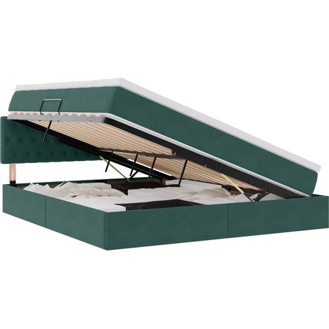 Maison Exclusive - Letto con Contenitore Verde Scuro 160 x 200 cm Velluto