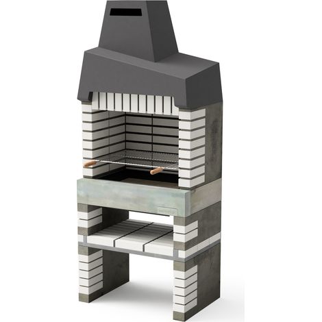 MOVELAR - Barbacoa de Obra Prefabricada de Leña y Carbón Modelo California Plus (Gris Beige - 86,5 x 58 x 215 cm) REF: 8890 - Cocina de Exterior con Chimenea para Jardín y Terraza (1/4)