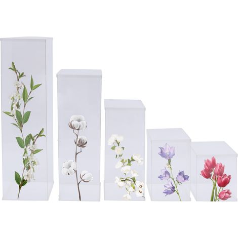 Lot de 5 colonnes‑présentoirs floraux en acrylique transparent, boîtes d’exposition avec couvercle, 30/40/60/80/100 cm hauteur,décoration géométrique pour mariage, fêtes, cérémonie et événement (1/5)