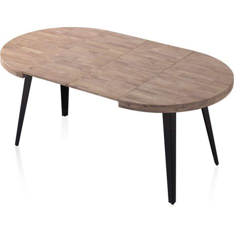 Mesa redonda extensible Berg 120 Roble Honey - Negro 120cm (ancho) x 76cm (alto)