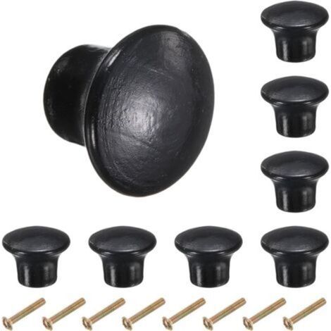 runde Holzknöpfe, 23 mm, einlochig, für Küchenschubladen, Kommoden und Schränke, schwarz