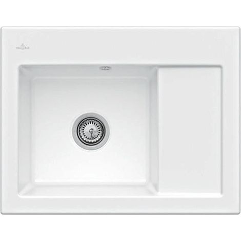 V&B Spüle SUBWAY 45 COMPACT 650x510mm Be links Handbetätigung weiß