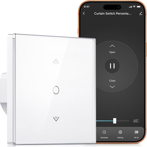 Interrupteur Connecté WiFi Volet Roulant Bouton [Fil Neutre]-1 Pack  Commutateur Intelligent Pour Rideau Avec Contrôle De Pourcentage, Commande Vocale (1/5)