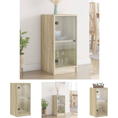 The Living Store Beistellschrank mit Glastüren Sonoma-Eiche 35x37x75,5 cm - Sideboards (1/5)
