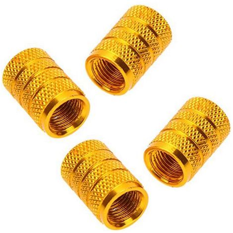 4X Capuchon de Valve de Pneu En Alliage pour Velo, Motos et Voiture avec Valve de Schrader, de La Couleur Or (1/2)