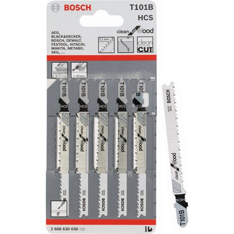 Bosch T 101 B Jigsaw Blades 100mm Pack of 5 for Wood Cutting