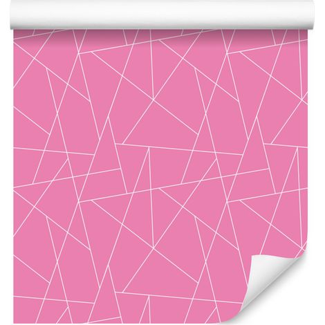 Papier peint à motif géométrique rose poudré, bas rose poudré 50x1000 cm (1/5)