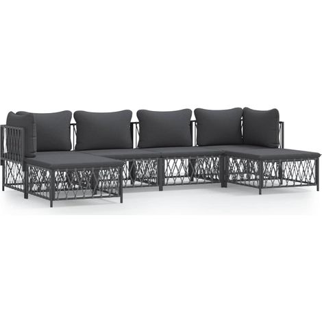 Maison Exclusive - Set Salotto da Giardino 6 pz con Cuscini in Acciaio Antracite (1/5)