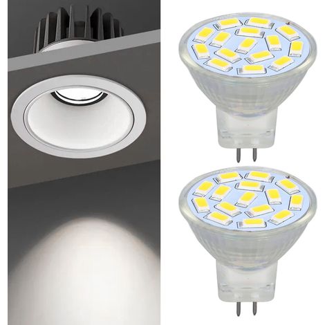 2Pcs Ampoule LED MR11 12V 3W Base Céramique Protection des Yeux Sans Ultraviolet Lumière Blanche 6000K pour Salon Chambre