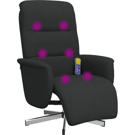 Chaise de massage ergonomique en tissu noir avec repose-pieds réglable – Fonction chauffage, vibration et relaxation profonde (1/5)