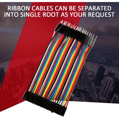 Lot de 5 câbles de connexion colorés de 11,5 cm, 40 broches mâle vers femelle, pour plaque d'essai. (1/5)