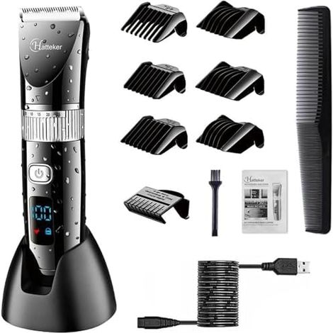 Tondeuse Cheveux Barbe Professionnelle Electrique avec Ecran LCD Sans Fil USB Rechargeable Imperméable - (1/5)