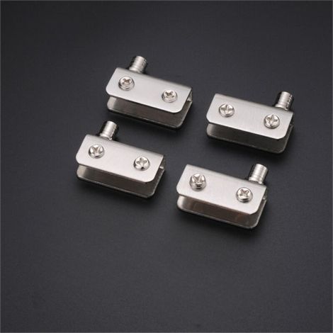 Paquet de 4 charnières de porte en verre, Charnière à pivot à 90°, Acier inoxydable, Ajustement pour verre 5-8mm