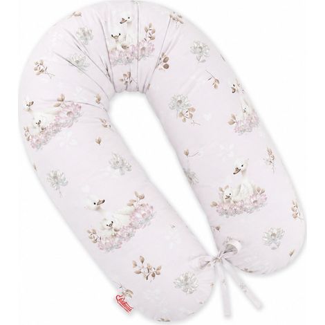 Cuscino per la gravidanza più lungo, ideale per dormire in gravidanza, con fodera rimovibile - Little Swans (1/4)