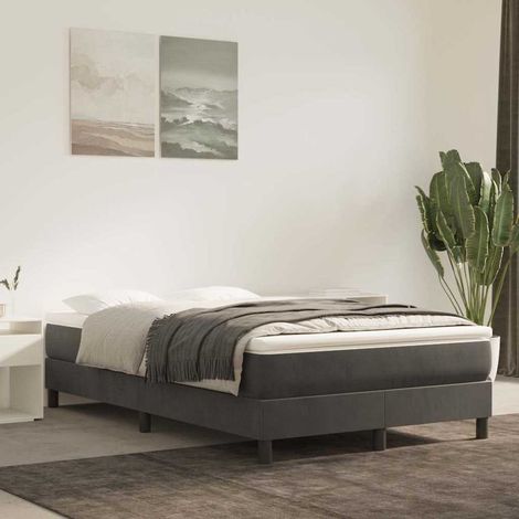 Cama box spring con colchón terciopelo gris oscuro 120x200 cm (1/5)