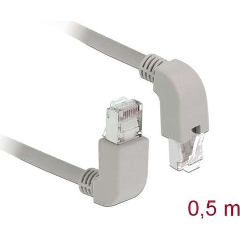 Delock Cable de red RJ45 Cat.6A S/FTP acodado hacia arriba / hacia abajo 0,5 m