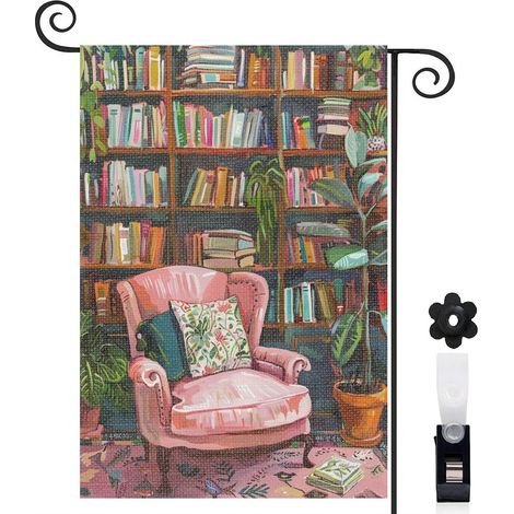 Drapeau de jardin Bienvenue en lin lavable 45 x 30 cm double face maison de campagne (1/5)