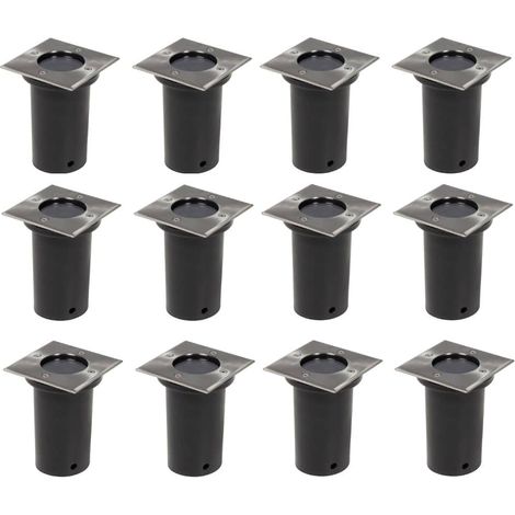 Spot encastrable sol extérieur carré pour terrasse et jardin IP67 inox Lot de 12 pièces (1/5)