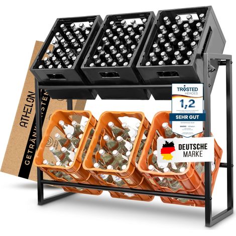 Étagère à caisses à boissons pour 6 caisses – Étagère à boissons peu encombrante avec décapsuleur et protection de sol – Étagère de caisse améliorée – Porte-caisses à boissons en métal (1/5)