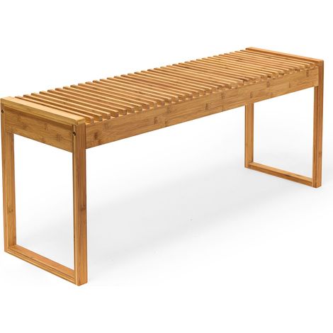 Relaxdays Banco Bambú, aprox. 47x120x33cm, Banco Jardín 3-4 Personas, Asiento Terraza, Balcón, Cenador, Marrón Natural (1/5)